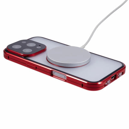 For iPhone 16 Pro Max Case Double Sides Tempered Glass Phone Cover Compatible with MagSafe Full Protector