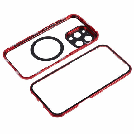 For iPhone 16 Pro Max Case Double Sides Tempered Glass Phone Cover Compatible with MagSafe Full Protector