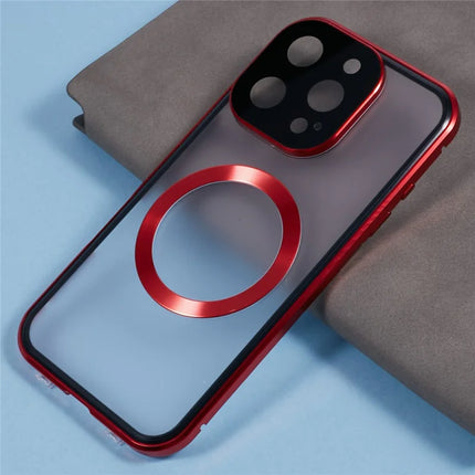 For iPhone 16 Pro Max Case Double Sides Tempered Glass Phone Cover Compatible with MagSafe Full Protector