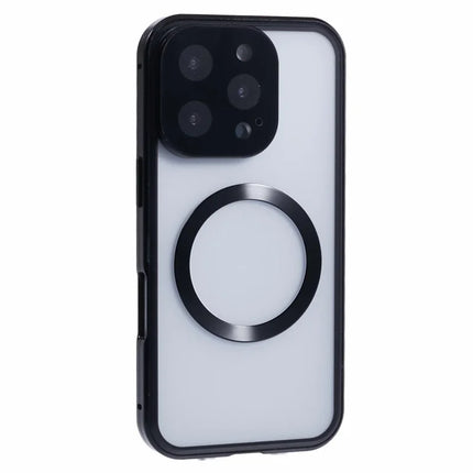 For iPhone 16 Pro Max Case Double Sides Tempered Glass Phone Cover Compatible with MagSafe Full Protector