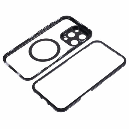 For iPhone 16 Pro Max Case Double Sides Tempered Glass Phone Cover Compatible with MagSafe Full Protector