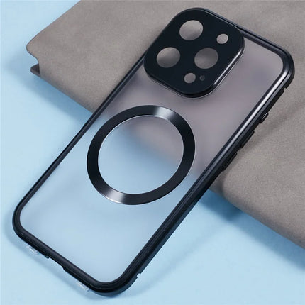 For iPhone 16 Pro Max Case Double Sides Tempered Glass Phone Cover Compatible with MagSafe Full Protector