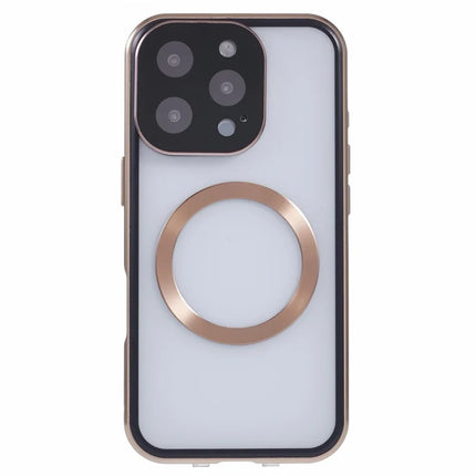 For iPhone 16 Pro Max Case Double Sides Tempered Glass Phone Cover Compatible with MagSafe Full Protector