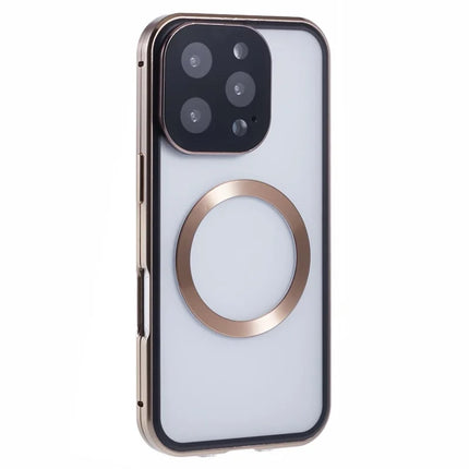 For iPhone 16 Pro Max Case Double Sides Tempered Glass Phone Cover Compatible with MagSafe Full Protector