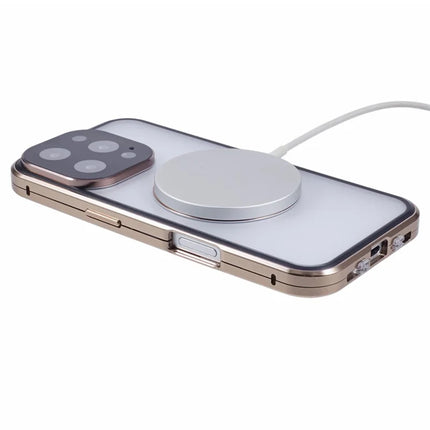 For iPhone 16 Pro Max Case Double Sides Tempered Glass Phone Cover Compatible with MagSafe Full Protector