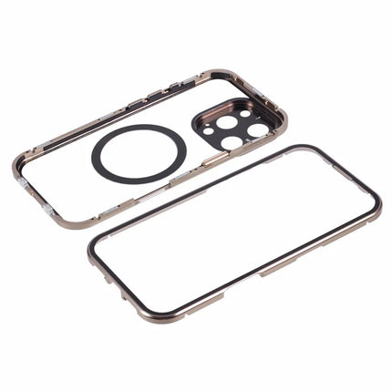 For iPhone 16 Pro Max Case Double Sides Tempered Glass Phone Cover Compatible with MagSafe Full Protector