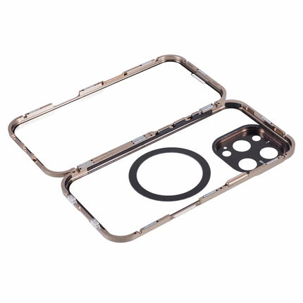 For iPhone 16 Pro Max Case Double Sides Tempered Glass Phone Cover Compatible with MagSafe Full Protector