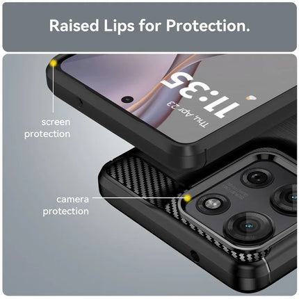 For Motorola Moto G75 5G Case Carbon Fiber Texture TPU Brushed Phone Cover