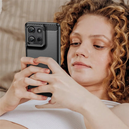 For Motorola Moto G75 5G Case Carbon Fiber Texture TPU Brushed Phone Cover