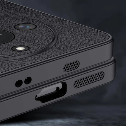 For Honor X60 5G Case Wood Texture PU Leather Coated PC+TPU Phone Cover