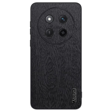 For Honor X60 Pro 5G Case Wood Texture PU Leather Coated PC+TPU Phone Cover - Black