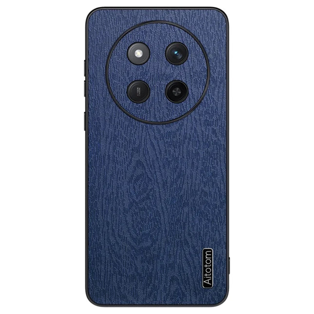 For Honor X60 Pro 5G Case Wood Texture PU Leather Coated PC+TPU Phone Cover - Blue