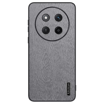 For Honor X60 Pro 5G Case Wood Texture PU Leather Coated PC+TPU Phone Cover - Grey