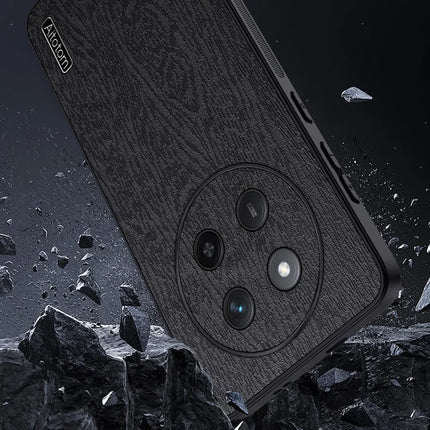 For Honor X60 Pro 5G Case Wood Texture PU Leather Coated PC+TPU Phone Cover