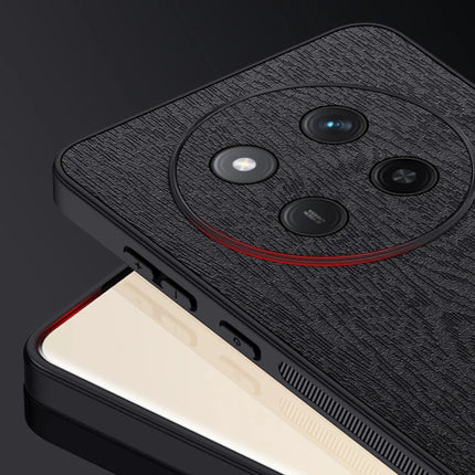 For Honor X60 Pro 5G Case Wood Texture PU Leather Coated PC+TPU Phone Cover