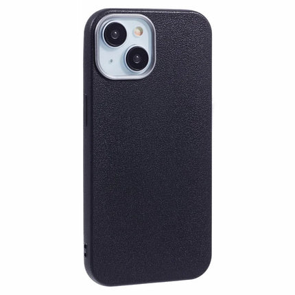 For iPhone 13 Case Electroplating Lens Frame Textured TPU Shockproof Phone Cover - Black