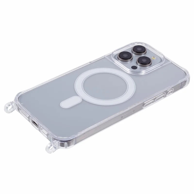 ShopCaseCart Slim Durable iPhone 15 Pro Protective cover Compatible with MagSafe TPU+PC 1.5mm Clear Phone Guard with Lanyard Holes