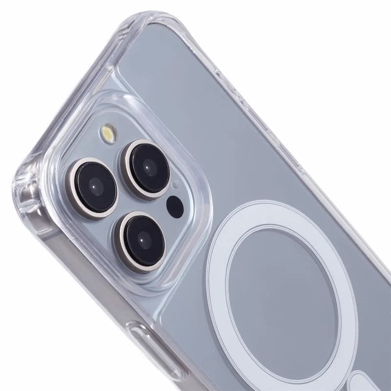 ShopCaseCart Slim Durable iPhone 15 Pro Protective cover Compatible with MagSafe TPU+PC 1.5mm Clear Phone Guard with Lanyard Holes