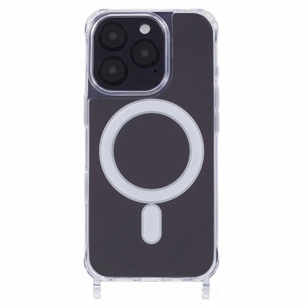 For iPhone 16 Pro Max Case Compatible with MagSafe TPU+PC 1.5mm Clear Phone Cover with Lanyard Holes