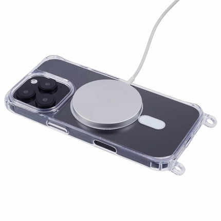 For iPhone 16 Pro Max Case Compatible with MagSafe TPU+PC 1.5mm Clear Phone Cover with Lanyard Holes