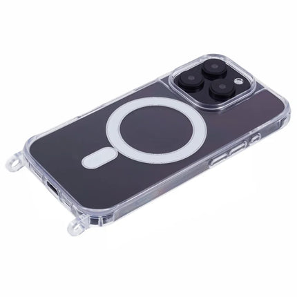 For iPhone 16 Pro Max Case Compatible with MagSafe TPU+PC 1.5mm Clear Phone Cover with Lanyard Holes