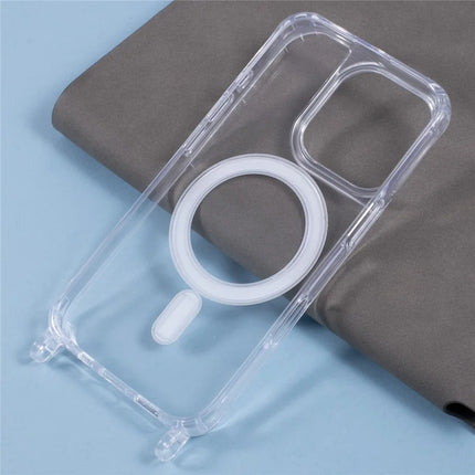 For iPhone 16 Pro Max Case Compatible with MagSafe TPU+PC 1.5mm Clear Phone Cover with Lanyard Holes
