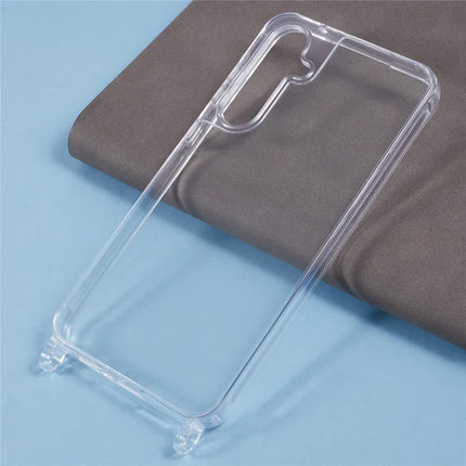 For Samsung Galaxy A55 5G Case PC+TPU 1.5mm Clear Phone Cover with Lanyard Holes