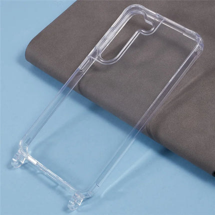 For Samsung Galaxy S23 Case PC+TPU 1.5mm Clear Phone Cover with Lanyard Holes