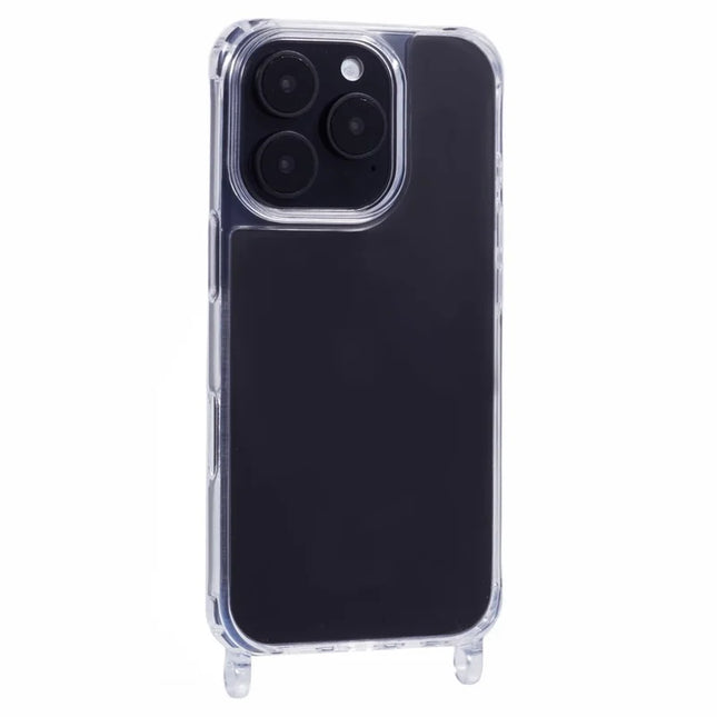 For iPhone 16 Pro Case PC+TPU 1.5mm Clear Phone Cover with Lanyard Holes