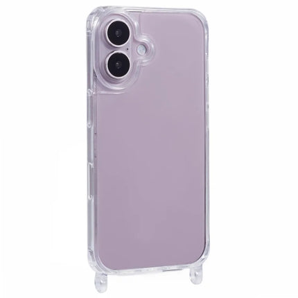 For iPhone 16 Plus Case PC+TPU 1.5mm Clear Phone Cover with Lanyard Holes