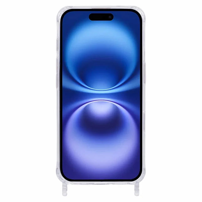 For iPhone 16 Plus Case PC+TPU 1.5mm Clear Phone Cover with Lanyard Holes