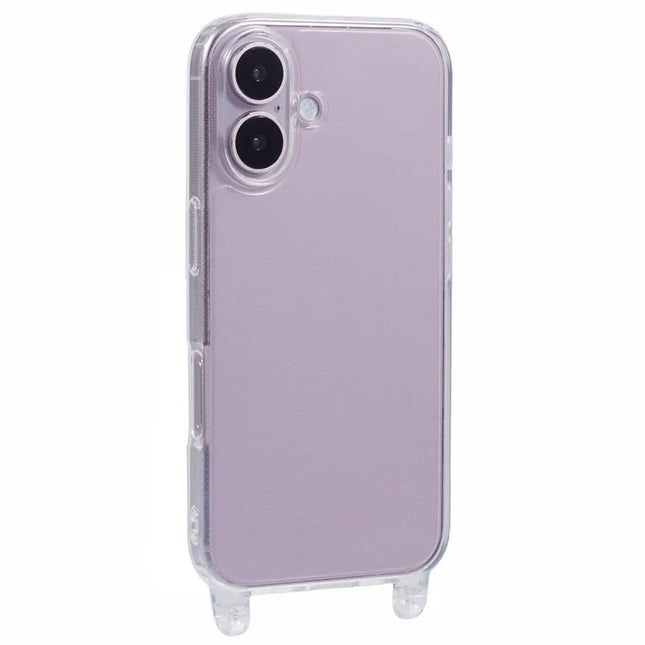 For iPhone 16 Plus Case TPU 1.8mm Clear Phone Cover with Lanyard Holes