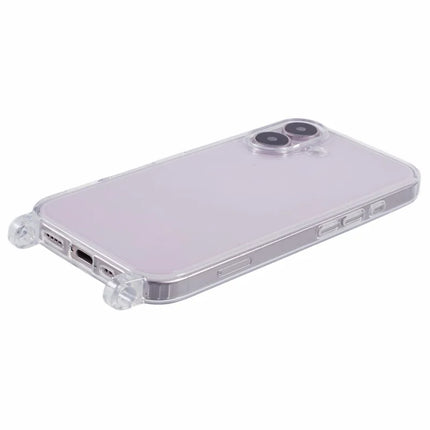 For iPhone 16 Plus Case TPU 1.8mm Clear Phone Cover with Lanyard Holes