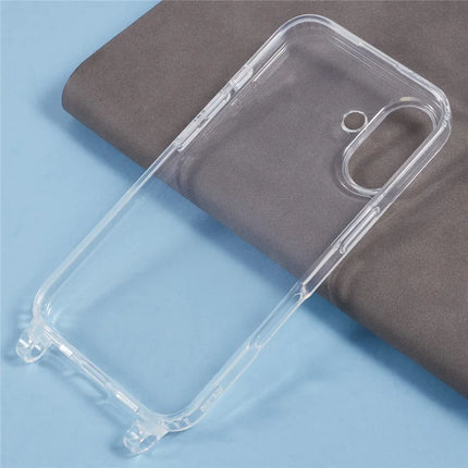 For iPhone 16 Plus Case TPU 1.8mm Clear Phone Cover with Lanyard Holes