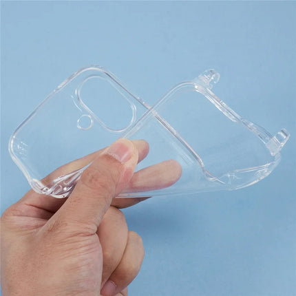 For iPhone 16 Plus Case TPU 1.8mm Clear Phone Cover with Lanyard Holes