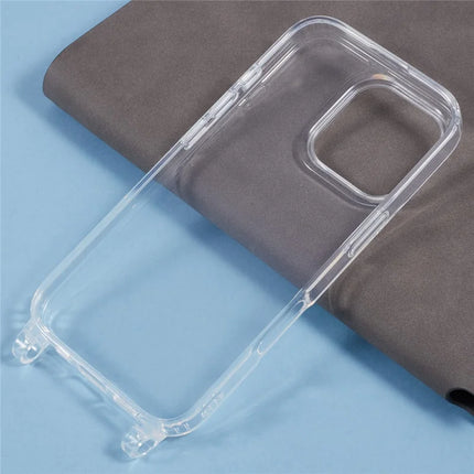 For iPhone 16 Pro Max Case TPU 1.8mm Clear Phone Cover with Lanyard Holes