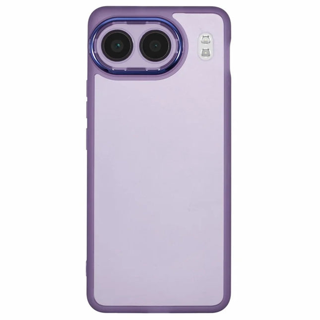 For OnePlus Nord 4 Case Electroplated Camera Frame TPU Phone Cover - Transparent Purple