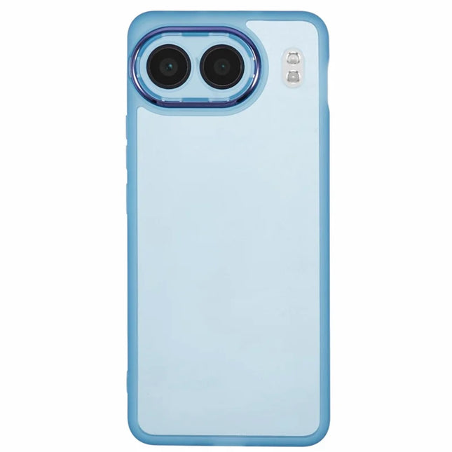 For OnePlus Nord 4 Case Electroplated Camera Frame TPU Phone Cover - Transparent Blue