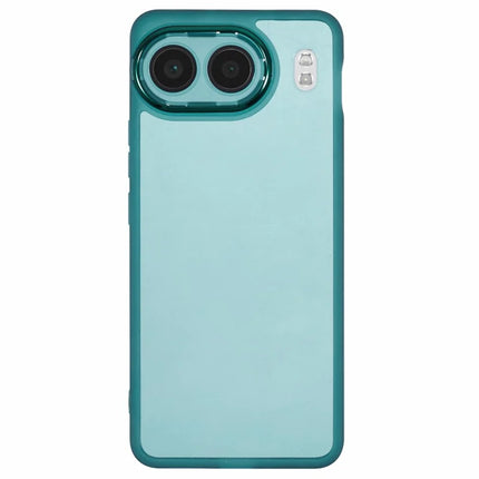 For OnePlus Nord 4 Case Electroplated Camera Frame TPU Phone Cover - Transparent Army Green
