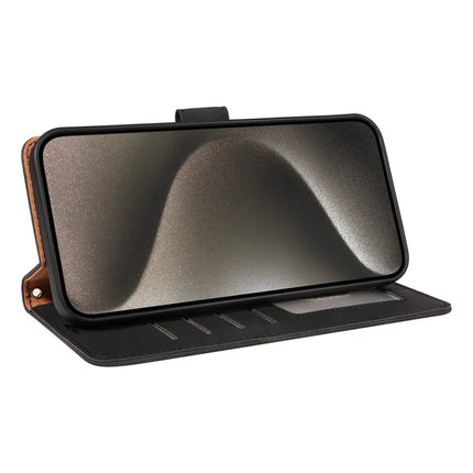 For iPhone 13 Pro Max Case RFID Blocking Wallet Stand Leather Flip Phone Cover with Slim Strap
