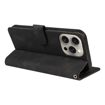 For iPhone 13 Pro Max Case RFID Blocking Wallet Stand Leather Flip Phone Cover with Slim Strap