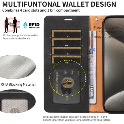 For iPhone 13 Pro Max Case RFID Blocking Wallet Stand Leather Flip Phone Cover with Slim Strap