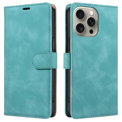 For iPhone 13 Pro Max Case RFID Blocking Wallet Stand Leather Flip Phone Cover with Slim Strap - Green