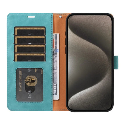 For iPhone 13 Pro Max Case RFID Blocking Wallet Stand Leather Flip Phone Cover with Slim Strap