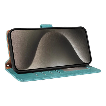 For iPhone 13 Pro Max Case RFID Blocking Wallet Stand Leather Flip Phone Cover with Slim Strap