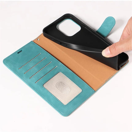 For iPhone 13 Pro Max Case RFID Blocking Wallet Stand Leather Flip Phone Cover with Slim Strap