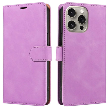 For iPhone 13 Pro Max Case RFID Blocking Wallet Stand Leather Flip Phone Cover with Slim Strap - Purple
