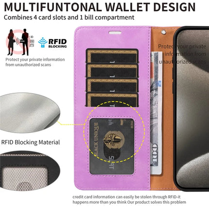 For iPhone 13 Pro Max Case RFID Blocking Wallet Stand Leather Flip Phone Cover with Slim Strap