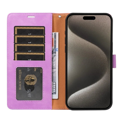 For iPhone 16 Pro Max Case RFID Blocking Wallet Stand Leather Flip Phone Cover with Slim Strap