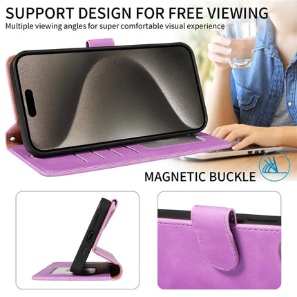 For iPhone 16 Pro Max Case RFID Blocking Wallet Stand Leather Flip Phone Cover with Slim Strap